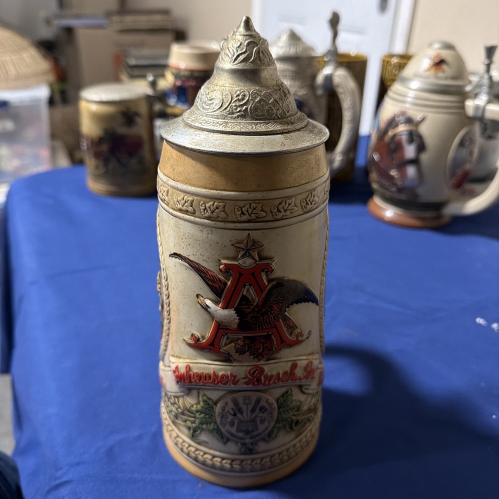 BUDWEISER ANHEUSER BUSCH STEIN "E‎ SERIES" FERMENTATION CERAMARTE BEER STEIN.
